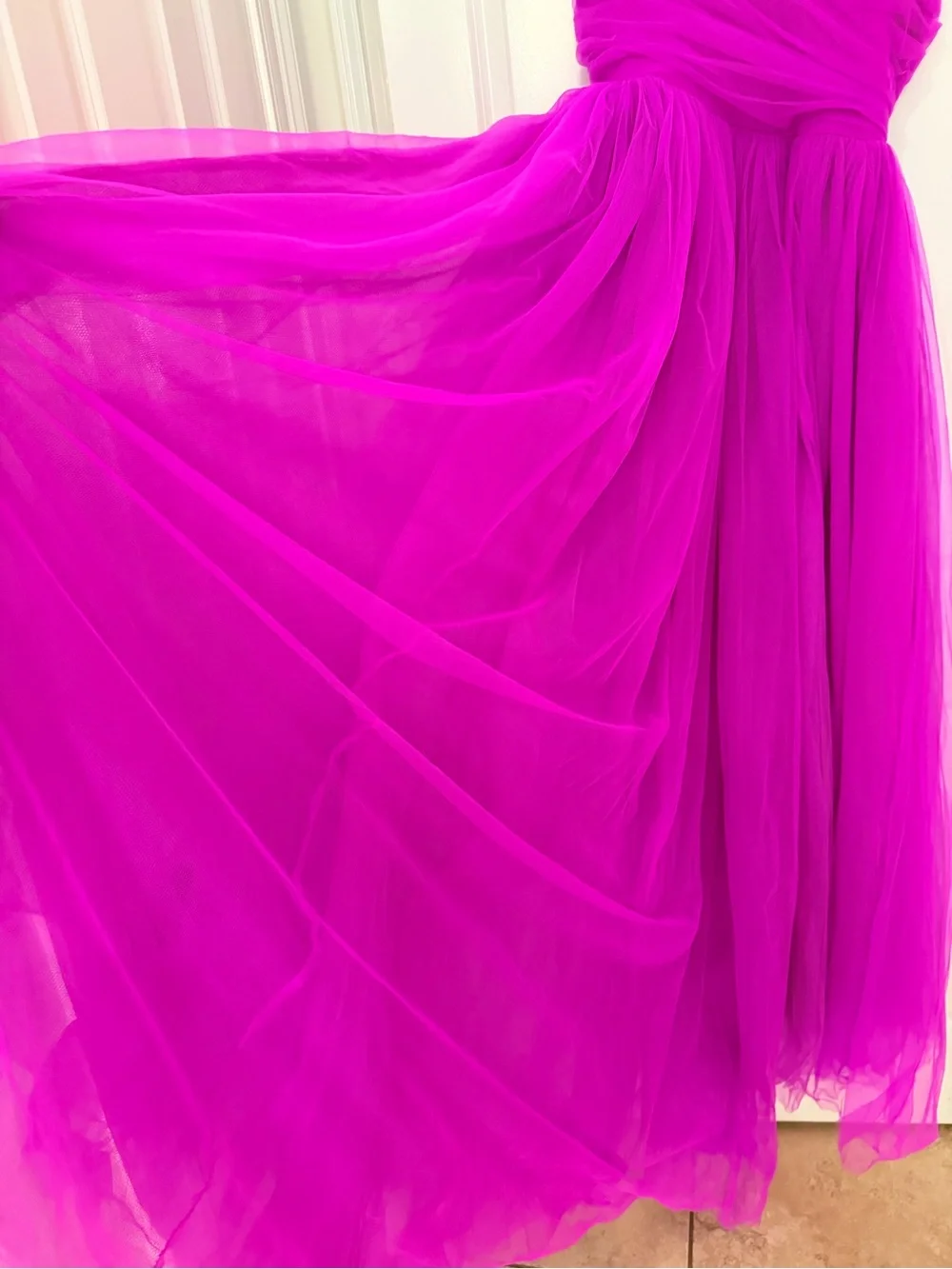 Fashion Nova Strapless Fuchsia Tulle Prom Dress